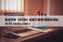 暴雪开除《WOW》首席工程师{球探足球比分 bf.588bo.com }